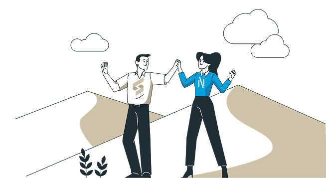 Two people meeting on a path, representing the Florence Next and Sirocco partnership